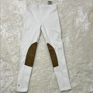 Lauren Ralph Lauren White Riding Style leggings with brown suede like patches